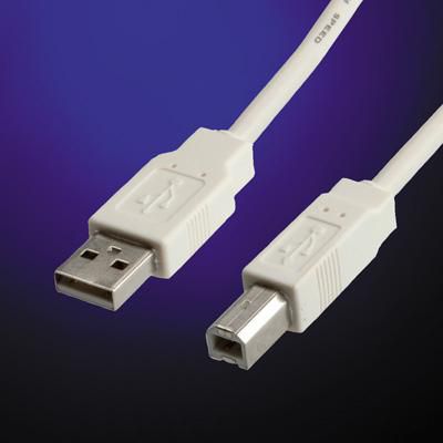 Value USB2.0 Kabel, USB-A: Han -  USB-B: Han, 3,0m, Hvid