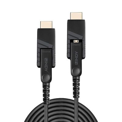 Lindy 20m Fibre Optic Hybrid Micro-HDMI 4K60 Cable with Detachable HDMI & DVI Connectors