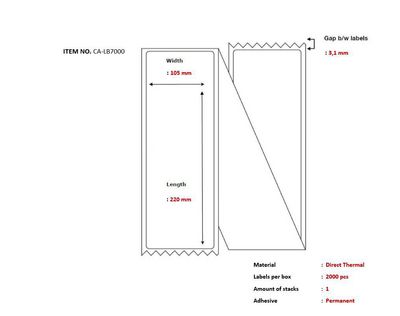 Capture Ship-label 105 x 220mm,  Direct Thermal, Fanfold, 2000  labels per box