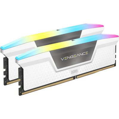 CORSAIR VENGEANCE RGB 32GB 2x16GB DDR5 6400MT/s DIMM Unbuffered 36-48-48-104 Std PMIC XMP 3.0White Heatspreader Black PCB 1.4V