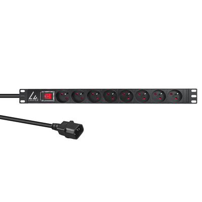 Lanview 19" rack mount power strip, 1U, 10A with 8 x French socket, C14 plug