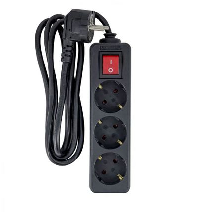MicroConnect 3-way Schuko Socket on/off  switch 1.5M Black