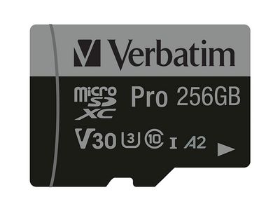 Verbatim MICRO SDXC CARD PRO U3 C10 A2  256GB INCL ADAPTOR