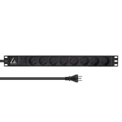 Lanview 19`` rack mount power strip,  13A with 8 x type K, with  surge protection 2m cable with danish plug