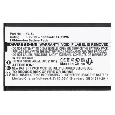 CoreParts Battery 4.81Wh Li-ion 3.7V  1300mAh Black for Cordless  Phone 4.81Wh Li-ion 3.7V 1300mAh Black for Yealink Cordless Phone One Talk IP