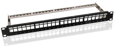 MicroConnect CAT6 24 port 19" Patch Panel, Unshielded, 8P8C, LSA,  Black for assembly in 48.3 cm (19") panel boxes, suitable for UTP/STP keystone jacks