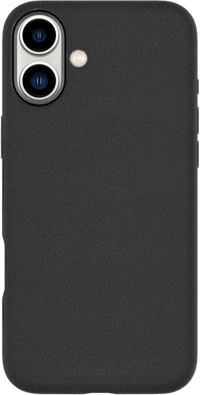 eSTUFF INFINITE (GRS) VENICE iPhone  16 Black PU Leather Magnetic  Cover. Material: 65% (GRS) recycled PC and 21% (GRS) recycled TPU
