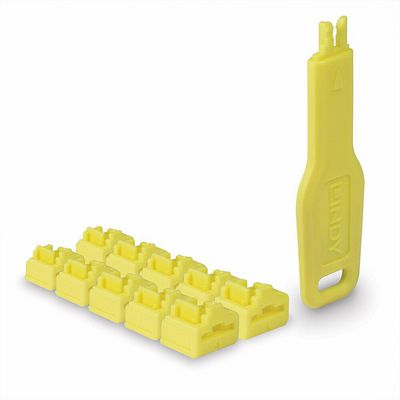 Lindy RJ45 Port Locks Yellow, 10x +  1 Key