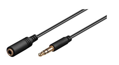 MicroConnect Headphone & AUX Cable, 1m Headphone and audio AUX Ext. Cable 3.5 mm Minijack Male-Female