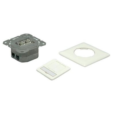 Kat.6A Class EA Dose 2x STP Unterputz waagerecht weiss