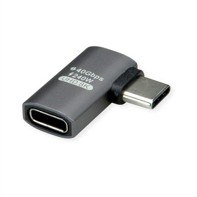 ROLINE USB4 Gen 3x2 Adapter Typ C ST/BU, Aluminium, 90, flach, silberfarben
