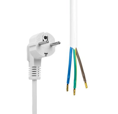 MicroConnect Schuko - Open End Power  cable, 3m, White