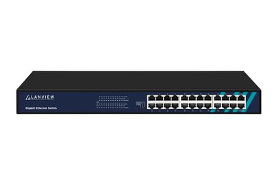 Lanview Unmanaged 24-Port Full  Gigabit Intelligent Ethernet  Switch 1U rack-mounted