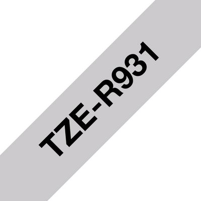Brother TZE-R931 12mm Black on l-grey satin(4m)
