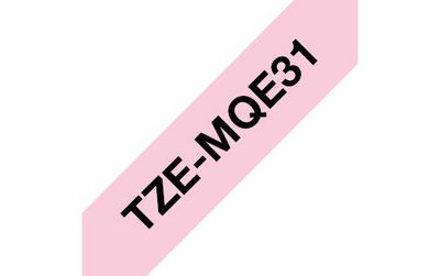 Brother TZEMQE31 12 mm bred, svart på rosa