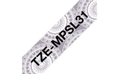 Brother TZEMPSL31 12 mm bred, svart på silv