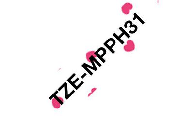 Brother TZEMPPH31 12 mm, Svart på rosa hjär