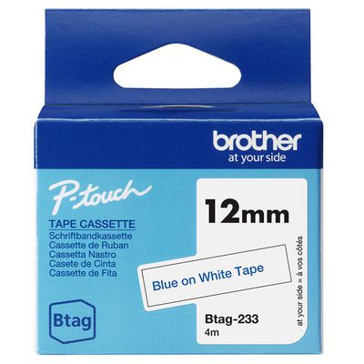 Schriftband Brother 12mmx4m blau/weiß BTAG-233