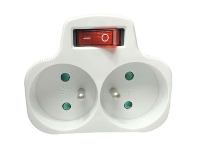 MicroConnect Plug on/off switch EU to 2French Type E, White