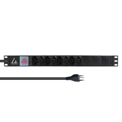 Lanview 19" rack mount power strip, 8 port Swiss T13 10A, with switch , 2M power cable type J
