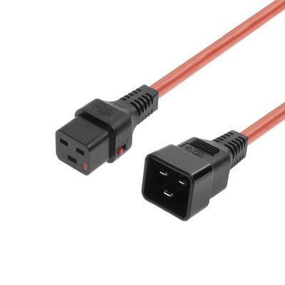 MicroConnect Powercord C19 IEC Lock - C20 Red 1m, PC1401