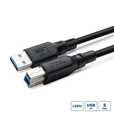 MicroConnect USB 3.2 A-B Gen 1 Cable LSZH,  3m, ColorFlex