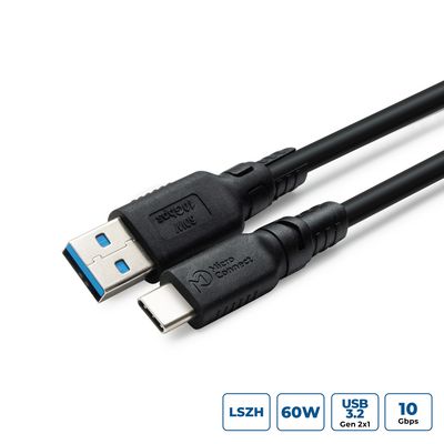 MicroConnect ColorFlex USB-C to USB-A cable 60W 10Gbps Halogenfree (LSZH), USB 3.2 Gen 2, 3m