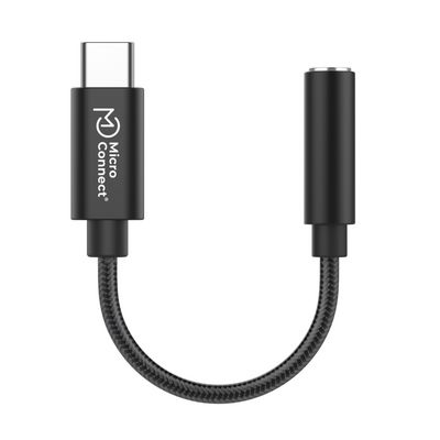 MicroConnect Premium USB-C to minijack Adapter, Black 13cm USB-C to minijack Adapter, Black 13cm