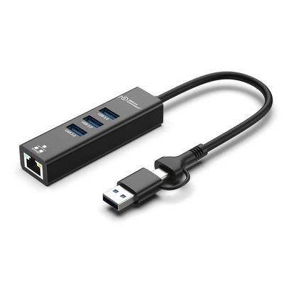 MicroConnect Premium USB 3.2 Gen 1 Hub  4-Port with Ethernet and  USB-C & A Connectors