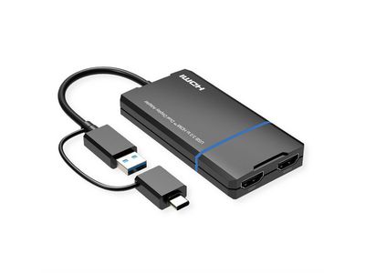 USB Display Adapter USB Typ A+C - 2x HDMI