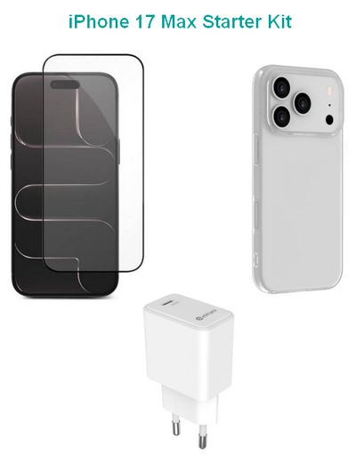 eSTUFF Kit for iPhone 17 Pro.  Charger, Cover, Glass. Brown  Box.