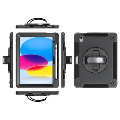 eSTUFF iPad 11th/10th gen OHIO  Defender Case with hand strap  and shoulder strap. Black