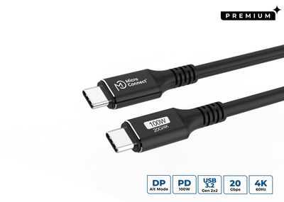 MicroConnect USB-C to USB-C cable 3m  Premium , 100W, 20Gbps, USB  3.2 Gen 2x2