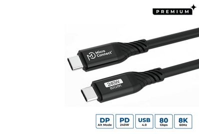 MicroConnect Premium USB4 Gen 4 USB-C cable 1m 80Gbps, 240W