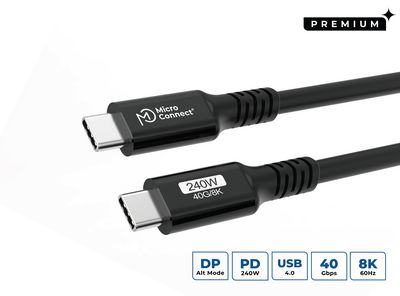 MicroConnect USB-C to USB-C cable 2m Premium, 240W, 40Gbps, USB4 Gen 3x2