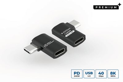 MicroConnect Premium USB4 Gen 3x2 USB-C angled adapter, 40Gbps, 240W