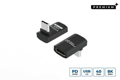 MicroConnect Premium USB4 Gen 3x2 USB-C Horizontal 90? adapter, 40Gbps, 240W
