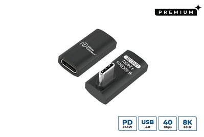 MicroConnect Premium USB4 Gen 3x2 USB-C angeled straight adapter, 40Gbps, 240W