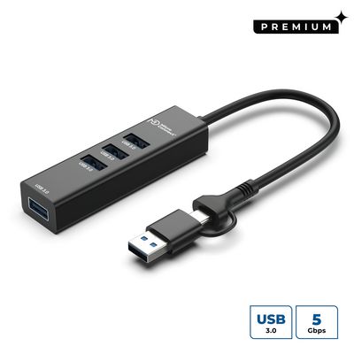 MicroConnect Premium USB 3.0 Hub 4-Port  with USB-C & A connectors,  5Gbps, 0,15m