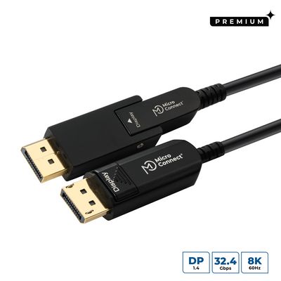 MicroConnect Premium Optic Mini DP-DP  Cable 8K60Hz, 50m Mini DP+DP  adapter-DP 1.4 50m Support 8K 60Hz, 32.4Gbps, YUV4:4:4, EDID/ HBR3,