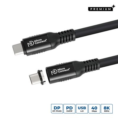 MicroConnect USB-C to USB-C cable 1m  Premium magnetic Silicone,  240W, 8K, 40Gbps, USB4 Premium USB4 liquid silicone magnetic cable, 40Gbps,