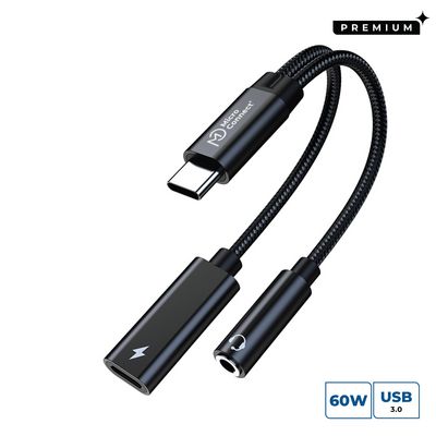 MicroConnect Premium USB-C to USB-C PD and  Audio, Black 13cm