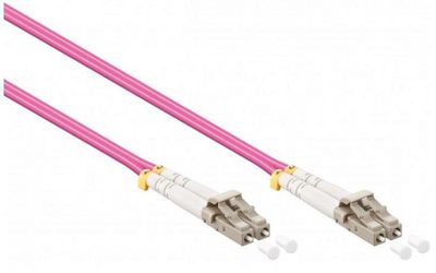 Mercodan Fiber patch cable LC-LC OM4 10.0m, 50/125, multimode, Duplex, Violet, 2mm, LSZH Halogen-free