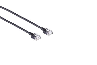 Mercodan CAT6A SLIM UTP 20m Patch  cable Black, Halogen-free  LSZH, AWG28 3.7mm dia. Cu copper, Supports PoE++, 60W, max 50 meters
