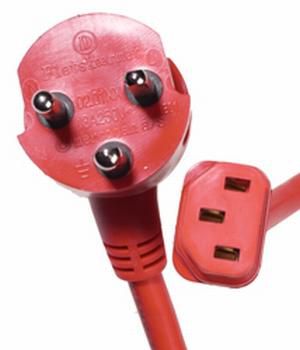 Mercodan Power cable 4.5m Hospital  B+C, red, 1 round, 1 flat and  1 earth pin, TE05VCSHV-F 3G 1,00mm, 13A-250V