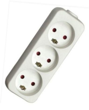Mercodan Power strip 3 outlets  earthed, 1.5m cable, white.,  Installation power strip, w. removable plug