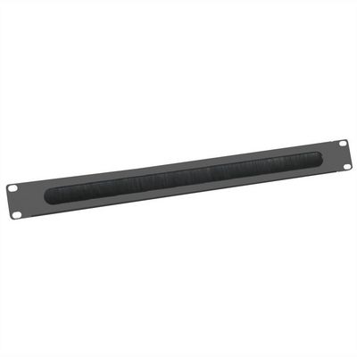 Value 19" 1U Kabel Management  Plate, Brush, Sort
