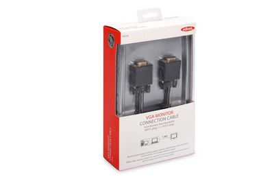Ednet VGA Monitor connection cable,  HD15, M/M, 1.8m, 3Coax/7C,  2xferrite, UL, bl, cotton, gold, VGA: Han - VGA: Han