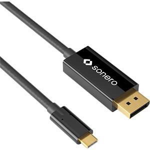 Sonero USB-C kabel, 1,0m, USB-C: Han  - Displayport: Han, 4K60Hz,  Sort, Displayport 1.3