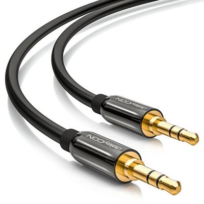 deleyCON Audio Cable - 3,5mm male to 3,5mm male, 15,0m - Black - Minijack